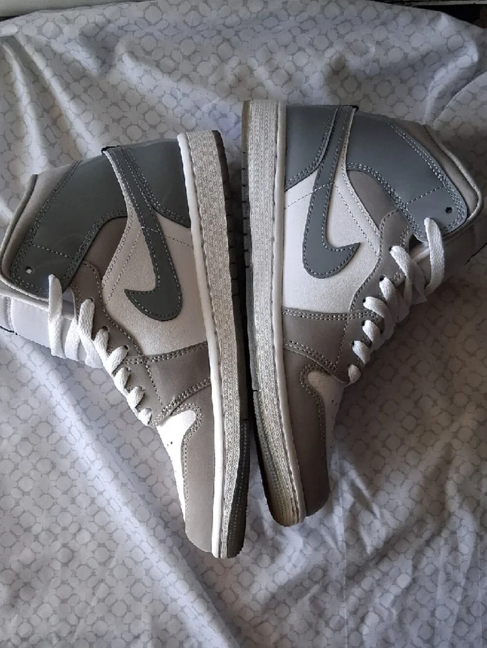 Jordan High Top Sneakers - White & Gray - Picture 4 of 9